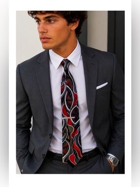 ELEMENTS Grey Abstract Mens Tie